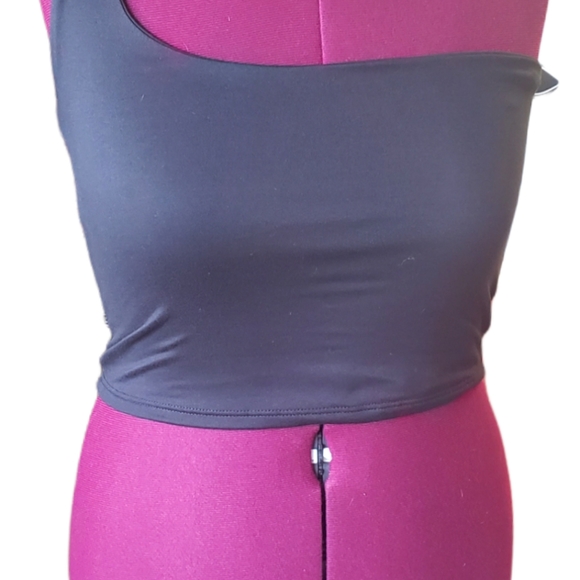 NEW. MOOD Brand. One shoulder strap crop top. Black. Small and large (sku320) - Picture 2 of 6